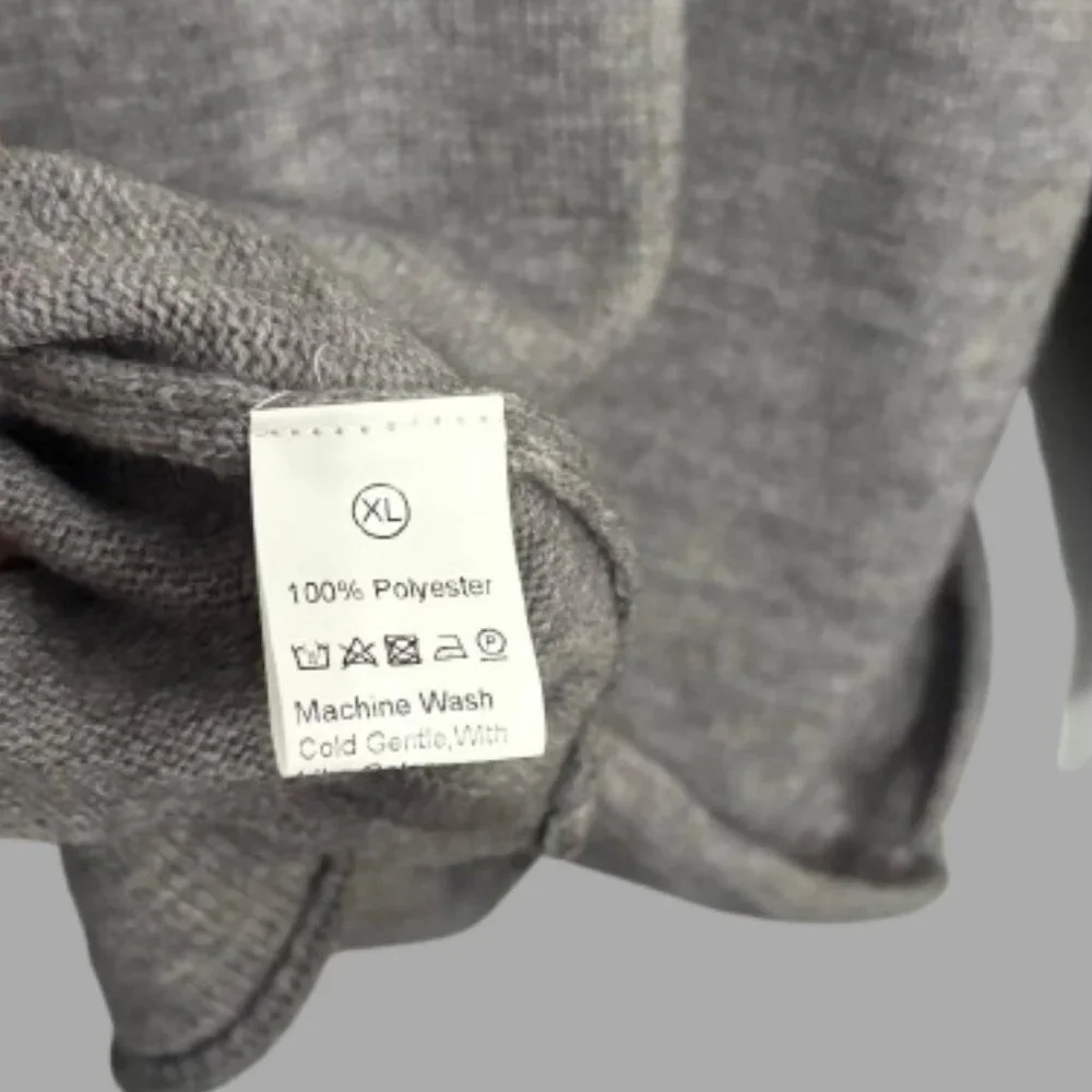 Super Cute Gray/Off White Black Cat Sweater V Neck Dolman Long Sleeves SZ XL - Picture 7 of 8